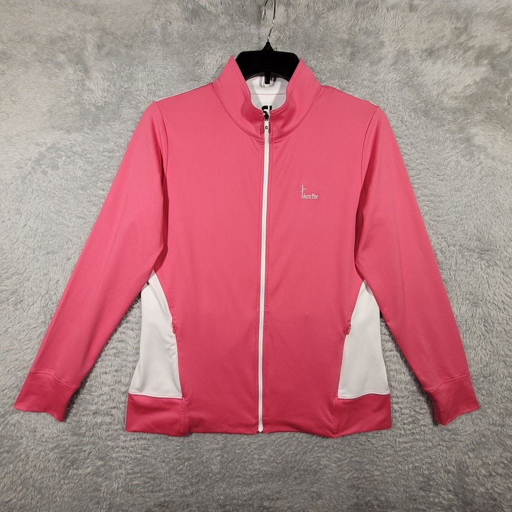 FootJoy‎ Jacket Womens Large Golf Full Zip Pink White Burnt Pine